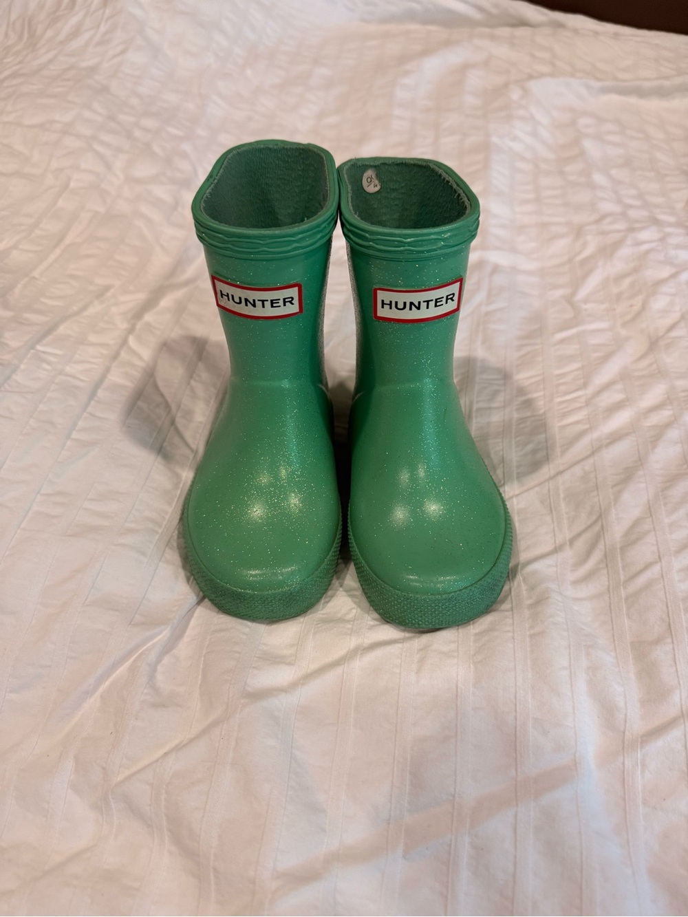 Hunter Kids Green Sparkle Rain Boots